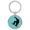Enthoozies Snowboarder Silhouette Teal  Laser Engraved Leatherette Keychain Backpack Pull - 1.5 x 3 Inches