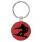 Enthoozies Female Snowboarder Silhouette Red Laser Engraved Leatherette Keychain Backpack Pull - 1.5 x 3 Inches