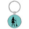 Enthoozies Sexy Witch Silhouette Teal  Laser Engraved Leatherette Keychain Backpack Pull - 1.5 x 3 Inches