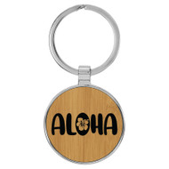 Enthoozies Aloha Bamboo Laser Engraved Leatherette Keychain Backpack Pull - 1.5 x 3 Inches