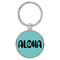 Enthoozies Aloha Teal  Laser Engraved Leatherette Keychain Backpack Pull - 1.5 x 3 Inches