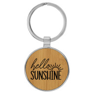 Enthoozies Hello Sunshine Bamboo 1.5" x 3" Laser Engraved Keychain Backpack Pull