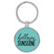 Enthoozies Hello Sunshine Teal  Laser Engraved Leatherette Keychain Backpack Pull - 1.5 x 3 Inches