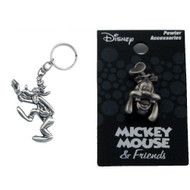 Bundle 2 Items: One (1) Goofy Pewter Keychain and One (1) Pewter Lapel Pin