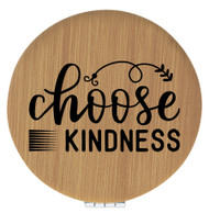 Enthoozies Choose Kindness Bamboo Laser Engraved Leatherette Compact Mirror - Stylish and Practical Portable Makeup Mirror - 2.5 Inch Diameter