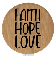 Enthoozies Faith Hope Love Religious Bamboo 2.5" Diameter Laser Engraved Leatherette Compact Mirror
