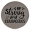 Enthoozies Be Strong and Courageous Gray Laser Engraved Leatherette Compact Mirror - Stylish and Practical Portable Makeup Mirror - 2.5 Inch Diameter