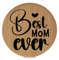 Enthoozies Best Mom Ever Bamboo Laser Engraved Leatherette Compact Mirror - Stylish and Practical Portable Makeup Mirror - 2.5 Inch Diameter
