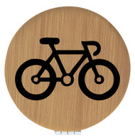 Enthoozies Bike Silhouette Biking Cycling Bamboo 2.5" Diameter Laser Engraved Leatherette Compact Mirror