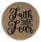 Enthoozies Faith Over Fear Religious Light Brown Laser Engraved Leatherette Compact Mirror - Stylish and Practical Portable Makeup Mirror - 2.5 Inch Diameter