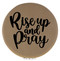 Enthoozies Rise up and Pray Religious Light Brown Laser Engraved Leatherette Compact Mirror - Stylish and Practical Portable Makeup Mirror - 2.5 Inch Diameter