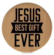Enthoozies Jesus Best Ever Religious Bamboo Laser Engraved Leatherette Compact Mirror - Stylish and Practical Portable Makeup Mirror - 2.5 Inch Diameter