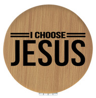 Enthoozies I Choose Jesus Religious Bamboo Laser Engraved Leatherette Compact Mirror - Stylish and Practical Portable Makeup Mirror - 2.5 Inch Diameter