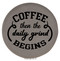 Enthoozies Coffee Then the Daily Grind Begins Gray Laser Engraved Leatherette Compact Mirror - Stylish and Practical Portable Makeup Mirror - 2.5 Inch Diameter