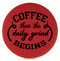 Enthoozies Coffee Then the Daily Grind Begins Red Laser Engraved Leatherette Compact Mirror - Stylish and Practical Portable Makeup Mirror - 2.5 Inch Diameter