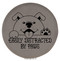 Enthoozies Easily Distracted by Paws Gray Laser Engraved Leatherette Compact Mirror - Stylish and Practical Portable Makeup Mirror - 2.5 Inch Diameter V2