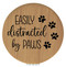 Enthoozies Easily Distracted by Paws Bamboo Laser Engraved Leatherette Compact Mirror - Stylish and Practical Portable Makeup Mirror - 2.5 Inch Diameter