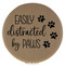 Enthoozies Easily Distracted by Paws Light Brown Laser Engraved Leatherette Compact Mirror - Stylish and Practical Portable Makeup Mirror - 2.5 Inch Diameter
