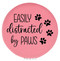 Enthoozies Easily Distracted by Paws Pink Laser Engraved Leatherette Compact Mirror - Stylish and Practical Portable Makeup Mirror - 2.5 Inch Diameter