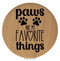 Enthoozies Paws are my Favorite Things Bamboo Laser Engraved Leatherette Compact Mirror - Stylish and Practical Portable Makeup Mirror - 2.5 Inch Diameter