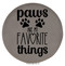 Enthoozies Paws are my Favorite Things Gray Laser Engraved Leatherette Compact Mirror - Stylish and Practical Portable Makeup Mirror - 2.5 Inch Diameter