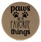 Enthoozies Paws are my Favorite Things Light Brown Laser Engraved Leatherette Compact Mirror - Stylish and Practical Portable Makeup Mirror - 2.5 Inch Diameter