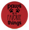 Enthoozies Paws are my Favorite Things Red Laser Engraved Leatherette Compact Mirror - Stylish and Practical Portable Makeup Mirror - 2.5 Inch Diameter