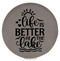 Enthoozies Life is Better at the Lake Gray Laser Engraved Leatherette Compact Mirror - Stylish and Practical Portable Makeup Mirror - 2.5 Inch Diameter