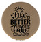Enthoozies Life is Better at the Lake Light Brown Laser Engraved Leatherette Compact Mirror - Stylish and Practical Portable Makeup Mirror - 2.5 Inch Diameter