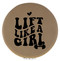 Enthoozies Lift Like a Girl Light Brown Laser Engraved Leatherette Compact Mirror - Stylish and Practical Portable Makeup Mirror - 2.5 Inch Diameter