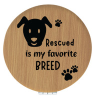Enthoozies Rescued is my Favorite Breed Dog Puppy Bamboo Laser Engraved Leatherette Compact Mirror - Stylish and Practical Portable Makeup Mirror - 2.5 Inch Diameter