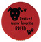 Enthoozies Rescued is my Favorite Breed Dog Puppy Red Laser Engraved Leatherette Compact Mirror - Stylish and Practical Portable Makeup Mirror - 2.5 Inch Diameter