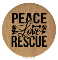 Enthoozies Peace Love Rescue Dog Puppy Bamboo Laser Engraved Leatherette Compact Mirror - Stylish and Practical Portable Makeup Mirror - 2.5 Inch Diameter