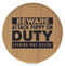 Enthoozies Beware Attack Puppy on Duty Licking May Occur Bamboo 2.5" Diameter Laser Engraved Leatherette Compact Mirror