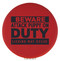 Enthoozies Beware Attack Puppy on Duty Licking May Occur Red 2.5" Diameter Laser Engraved Leatherette Compact Mirror