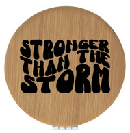 Enthoozies Stronger than the Storm Bamboo Laser Engraved Leatherette Compact Mirror - Stylish and Practical Portable Makeup Mirror - 2.5 Inch Diameter