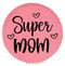 Enthoozies Super Mom Pink 2.5" Diameter Laser Engraved Leatherette Compact Mirror