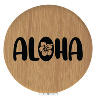 Enthoozies Aloha Bamboo Laser Engraved Leatherette Compact Mirror - Stylish and Practical Portable Makeup Mirror - 2.5 Inch Diameter