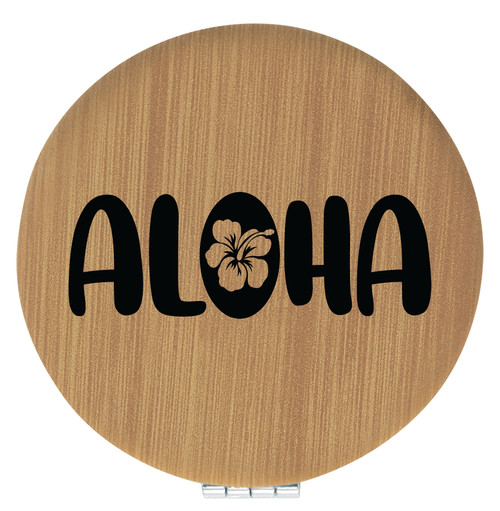 Enthoozies Aloha Bamboo 2.5" Diameter Laser Engraved Leatherette Compact Mirror
