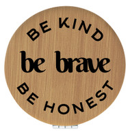 Enthoozies Be Kind Be Brave Be Honest Bamboo Laser Engraved Leatherette Compact Mirror - Stylish and Practical Portable Makeup Mirror - 2.5 Inch Diameter