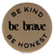 Enthoozies Be Kind Be Brave Be Honest Light Brown Laser Engraved Leatherette Compact Mirror - Stylish and Practical Portable Makeup Mirror - 2.5 Inch Diameter