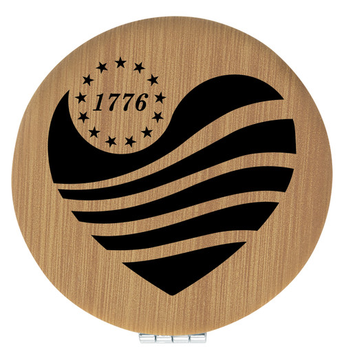 Enthoozies 1776 Heart Bamboo 2.5" Diameter Laser Engraved Leatherette Compact Mirror