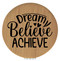 Enthoozies Dream Believe Achieve Bamboo Laser Engraved Leatherette Compact Mirror - Stylish and Practical Portable Makeup Mirror - 2.5 Inch Diameter