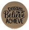 Enthoozies Dream Believe Achieve Light Brown Laser Engraved Leatherette Compact Mirror - Stylish and Practical Portable Makeup Mirror - 2.5 Inch Diameter