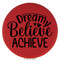 Enthoozies Dream Believe Achieve Red Laser Engraved Leatherette Compact Mirror - Stylish and Practical Portable Makeup Mirror - 2.5 Inch Diameter