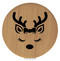 Enthoozies Cute Female Reindeer Face Christmas Bamboo 2.5" Diameter Laser Engraved Leatherette Compact Mirror
