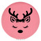 Enthoozies Cute Female Reindeer Face Christmas Pink 2.5" Diameter Laser Engraved Leatherette Compact Mirror
