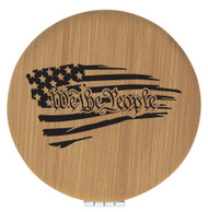 Enthoozies We the People US Flag Bamboo Laser Engraved Leatherette Compact Mirror - Stylish and Practical Portable Makeup Mirror - 2.5 Inch Diameter