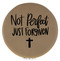 Enthoozies Not Perfect Just Forgiven Religious Light Brown Laser Engraved Leatherette Compact Mirror - Stylish and Practical Portable Makeup Mirror - 2.5 Inch Diameter