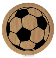 Enthoozies Soccer Ball Bamboo 2.5" Diameter Laser Engraved Leatherette Compact Mirror
